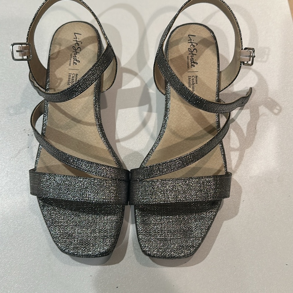 Life Stride Silver Metallic Minimalist Sandals - Picture 3 of 5